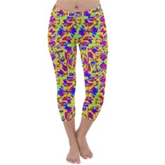 Multicolored Linear Pattern Design Capri Winter Leggings 