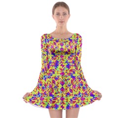 Multicolored Linear Pattern Design Long Sleeve Skater Dress by dflcprints