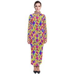 Multicolored Linear Pattern Design Turtleneck Maxi Dress by dflcprints