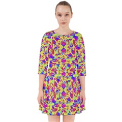 Multicolored Linear Pattern Design Smock Dress by dflcprints