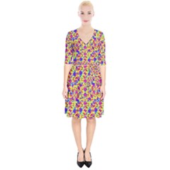 Multicolored Linear Pattern Design Wrap Up Cocktail Dress by dflcprints