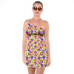 Multicolored Linear Pattern Design One Soulder Bodycon Dress by dflcprints