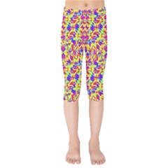 Multicolored Linear Pattern Design Kids  Capri Leggings  by dflcprints