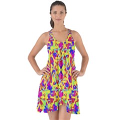 Multicolored Linear Pattern Design Show Some Back Chiffon Dress by dflcprints