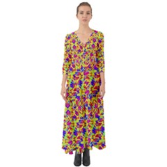 Multicolored Linear Pattern Design Button Up Boho Maxi Dress by dflcprints