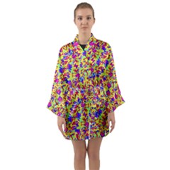 Multicolored Linear Pattern Design Long Sleeve Kimono Robe by dflcprints