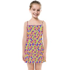 Multicolored Linear Pattern Design Kids Summer Sun Dress by dflcprints