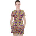 Multicolored Linear Pattern Design Women s Tee and Shorts Set View1