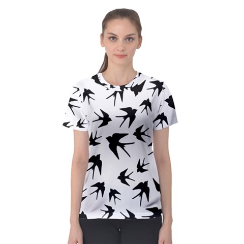 Vintage Birds Pattern Women s Sport Mesh Tee by Valentinaart