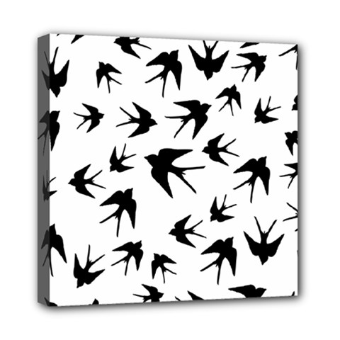 Vintage Birds Pattern Mini Canvas 8  X 8  (stretched) by Valentinaart