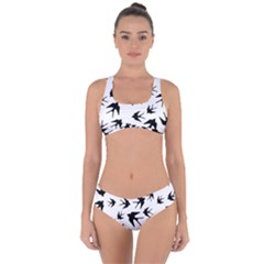 Vintage Birds Pattern Criss Cross Bikini Set by Valentinaart