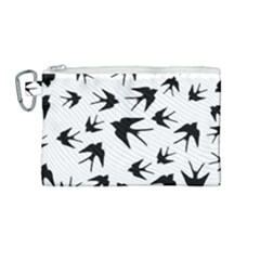 Vintage Birds Pattern Canvas Cosmetic Bag (medium)