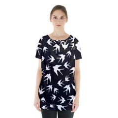 Birds Pattern Skirt Hem Sports Top by Valentinaart