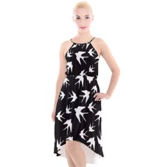 Birds Pattern High-low Halter Chiffon Dress  by Valentinaart