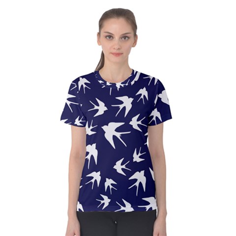 Birds Pattern Women s Cotton Tee by Valentinaart