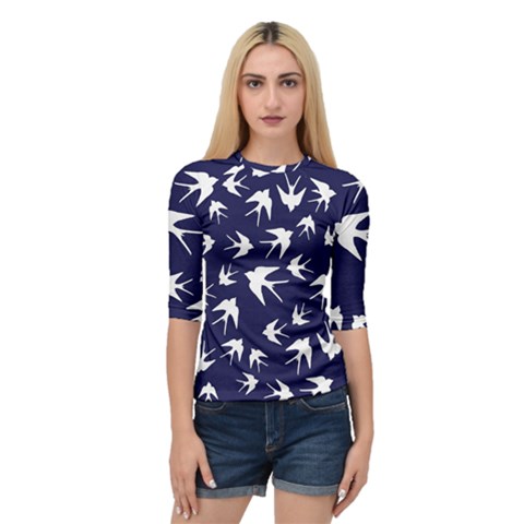 Birds Pattern Quarter Sleeve Raglan Tee by Valentinaart