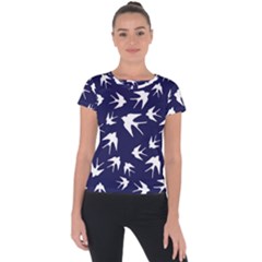 Birds Pattern Short Sleeve Sports Top  by Valentinaart