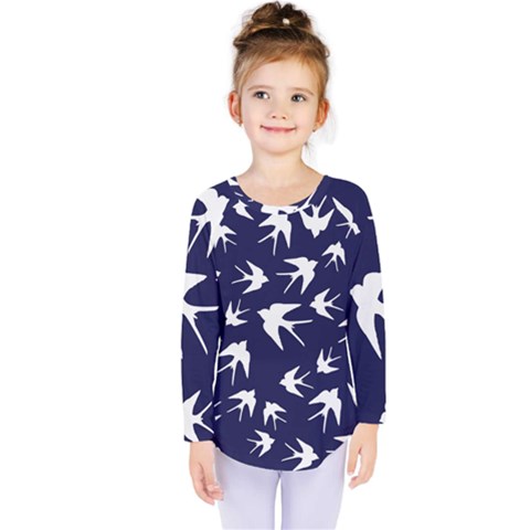 Birds Pattern Kids  Long Sleeve Tee by Valentinaart