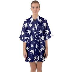 Birds Pattern Quarter Sleeve Kimono Robe by Valentinaart