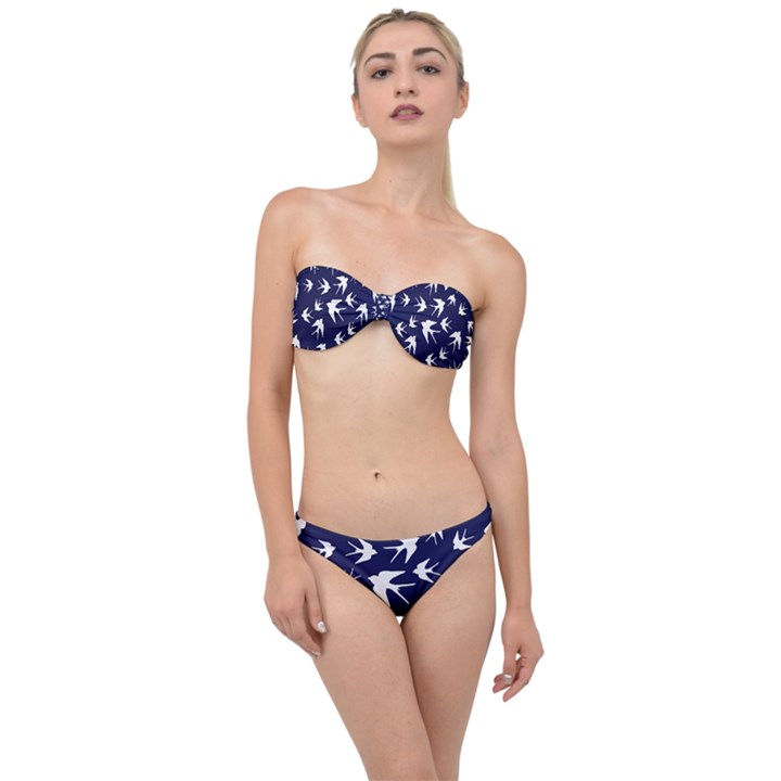 Birds pattern Classic Bandeau Bikini Set