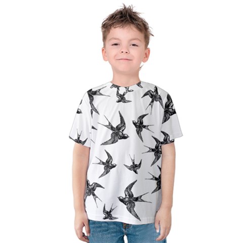 Birds Pattern Kids  Cotton Tee by Valentinaart