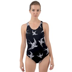 Birds Pattern Cut-out Back One Piece Swimsuit by Valentinaart