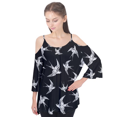 Birds Pattern Flutter Tees by Valentinaart