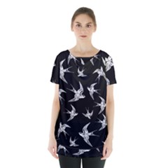 Birds Pattern Skirt Hem Sports Top by Valentinaart