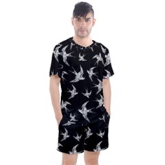 Birds Pattern Men s Mesh Tee And Shorts Set