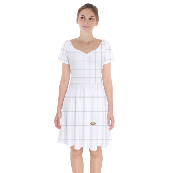 Pie Cooling on the Window Pane Pattern Short Sleeve Bardot Dress