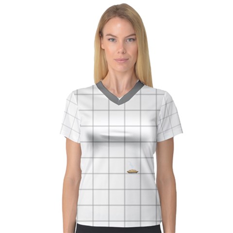 Pie Cooling On The Window Pane Pattern V-neck Sport Mesh Tee by emilyzragz