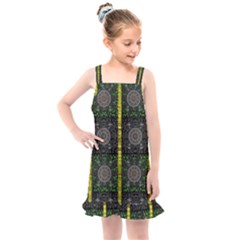 Stars And Flowers Decorative Kids  Overall Dress