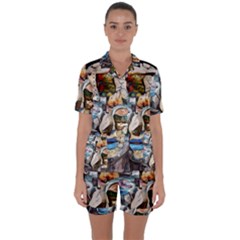 Robot Cyborg Cyberpunk Automation Satin Short Sleeve Pyjamas Set by Simbadda