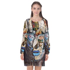 Robot Cyborg Cyberpunk Automation Long Sleeve Chiffon Shift Dress  by Simbadda