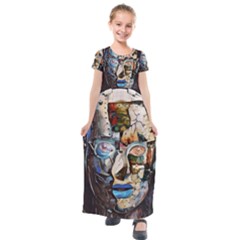 Robot Cyborg Cyberpunk Automation Kids  Short Sleeve Maxi Dress by Simbadda