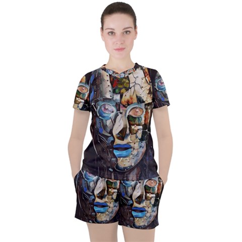 Robot Cyborg Cyberpunk Automation Women s Tee And Shorts Set by Simbadda