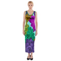 Flowers Stamping Pattern Reason Fitted Maxi Dress by Simbadda