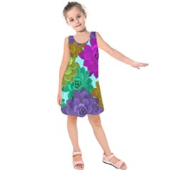 Flowers Stamping Pattern Reason Kids  Sleeveless Dress by Simbadda