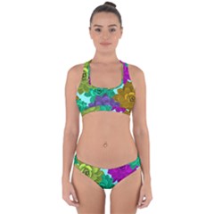 Flowers Stamping Pattern Reason Cross Back Hipster Bikini Set by Simbadda