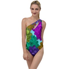 Flowers Stamping Pattern Reason To One Side Swimsuit by Simbadda