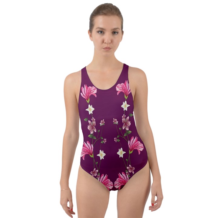 New Motif Design Textile New Design Cut-Out Back One Piece Swimsuit