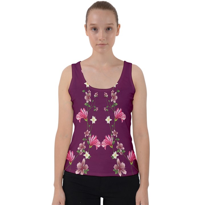 New Motif Design Textile New Design Velvet Tank Top