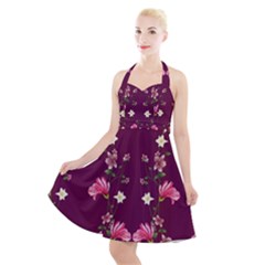 New Motif Design Textile New Design Halter Party Swing Dress 