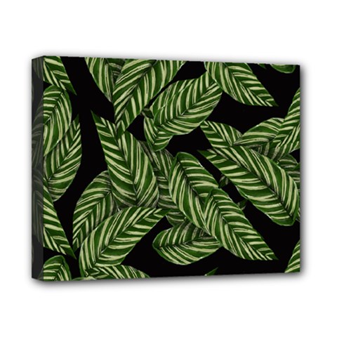 Leaves Black Background Pattern Canvas 10  X 8  (stretched) by Simbadda