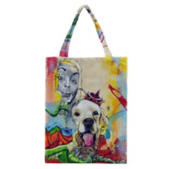 Wall Girl Dog Graphite Street Art Classic Tote Bag by Simbadda