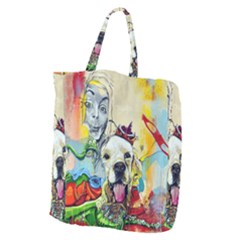 Wall Girl Dog Graphite Street Art Giant Grocery Tote by Simbadda