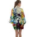 Wall Girl Dog Graphite Street Art Long Sleeve Kimono Robe View2