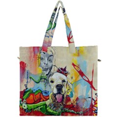 Wall Girl Dog Graphite Street Art Canvas Travel Bag by Simbadda