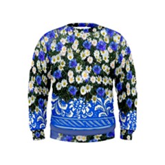 Marguerite Cornflower Vase Blossom Kids  Sweatshirt by Simbadda