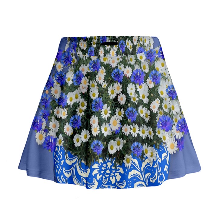 Marguerite Cornflower Vase Blossom Mini Flare Skirt